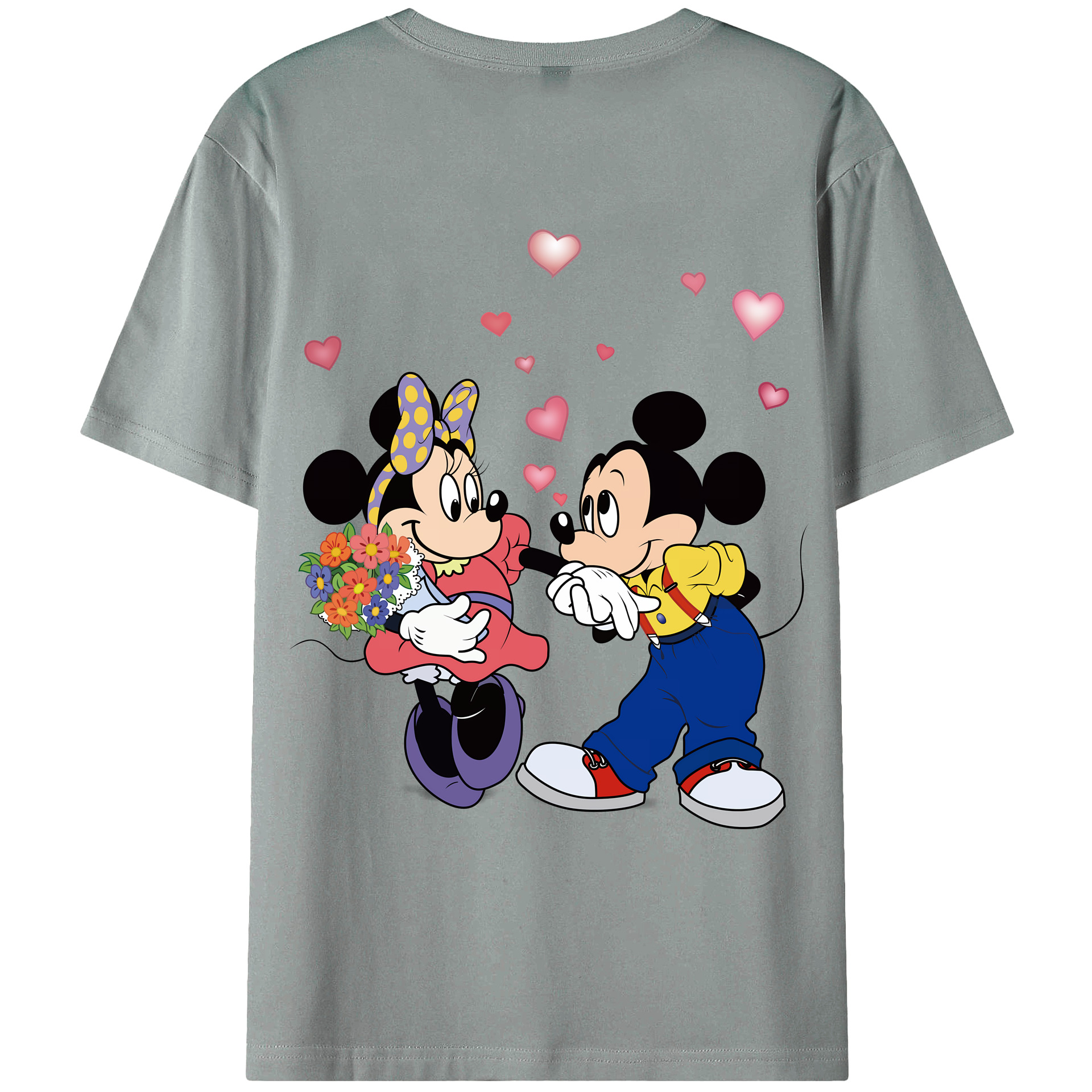 （画像用） ミッキーマウス Mickey Mouse 綿100％ メンズ半袖Tシャツ（バックプリント） 通気性
